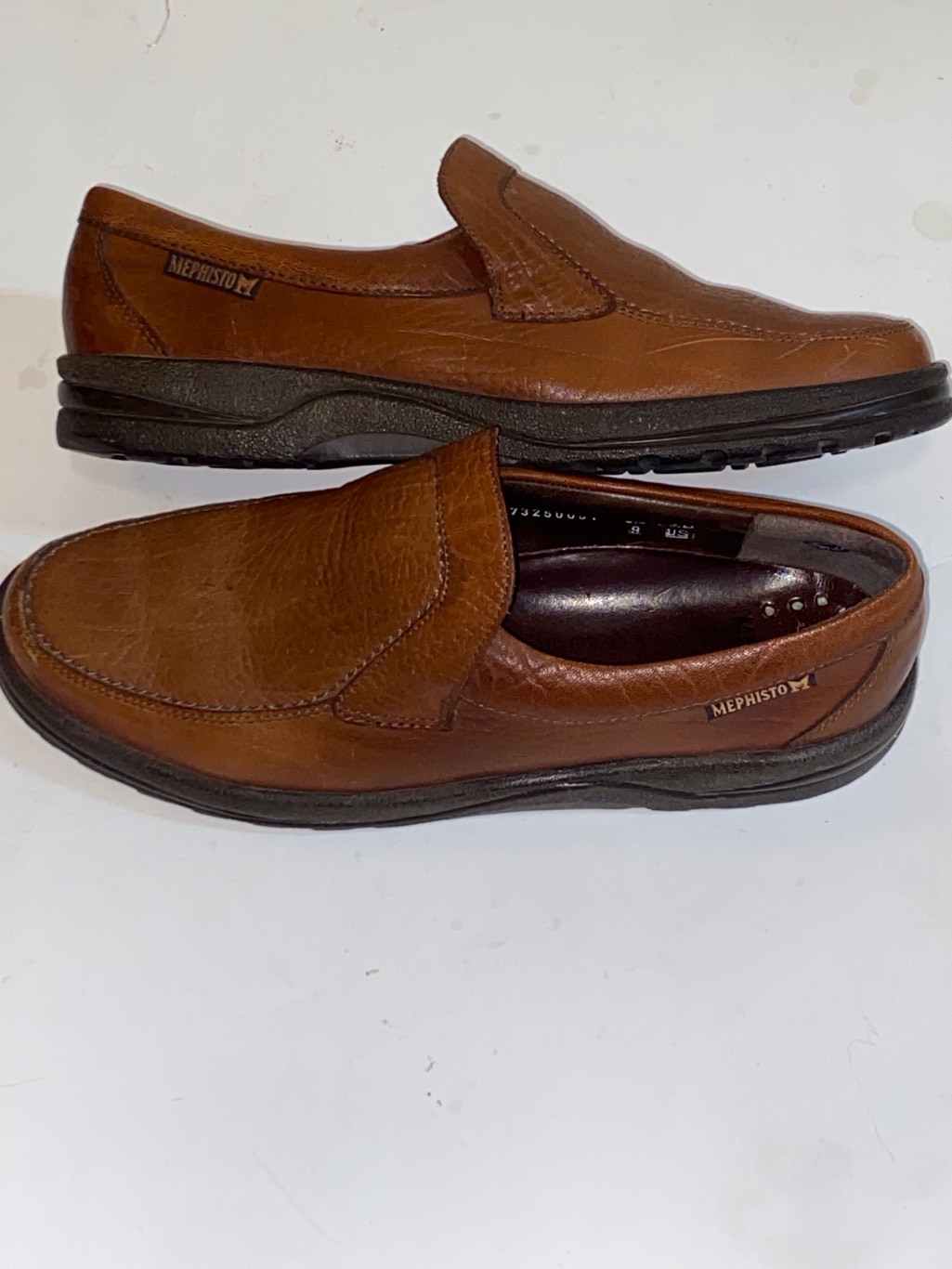 Mephisto Brown Leather Slip-On Loafers With Cushioned Sole Size Eur 8.5 9us